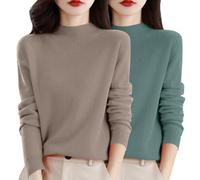 Black Red Green Cashmere Jumpers for Women UK Semi Turtleneck Ladies Long Sleeve Sweater Cashmere Solid Color Ladies Autumn Winter Sweaters Tops Trendy Outfit
