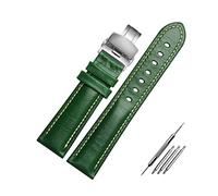 Black /red / Green Genuine Leather Watch Strap Butterfly Clasp 18mm 20mm 21mm 22mm Watch Replacement Wristband, 20mm