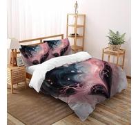 Black Red Heart Quilt Cover Art Comforter Cover 3 Pieces Ultra Soft Microfiber for Kids Boys Girls Teens with Zipper Closure King(220x240cm)