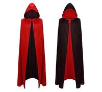 Black Red Hooded Cape, Hood Reversible Hooded Cape（120cm） | Reversible Hooded Cloak, Book Day Costume, Fairy Tale Role Play, Themed Party Wear, Cosplay Accessory
