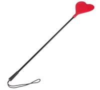 black/red Love Sting Red Silicone Heart Riding Crop - 19 Inch