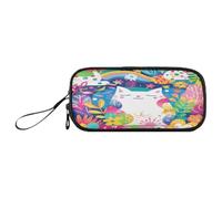 Black Red New Year Birds and Flowers Nylon Zippered Pencil Bag High Capacity Pencil Case For Teen Girls School Stationery for Middle School Boys