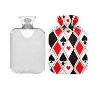 Black Red Poker Plaid hot Water Bottle with Soft Cover 2L hot compresses for The Body for Pain Relief Arthritis Bolsa para cólicos menstruales