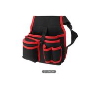 (Black red) Portable Tool Belt Pouch Adjustable Waist Tool Pouch Bag Multi-function Hardware Storage Pocket for Gardening Plumbing Woodwork