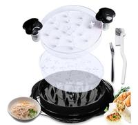 (Black/Red) Premium Chicken Shredder with Bowl, Fork & Cleaning Brush-25CM Meat Shredder with Clear Lid, Ergonomic Handle, Anti-Slip, Heat Resistant, BPA Free, Dishwasher Safe, New Kitchen Gadgets