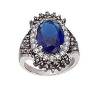 Black Red Ring Exaggerated Silver Ore Pomegranate Jewelry Thai Big Rings Real (Light blue, 11)