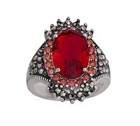 Black Red Ring Exaggerated Silver Ore Pomegranate Jewelry Thai Big Rings Real (Red, 12)