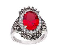 Black Red Ring Exaggerated Silver Ore Pomegranate Jewelry Thai Big Rings Real (Watermelon Red, 10)