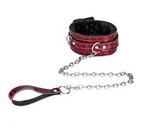 black/red Savage Love Faux Croc Leather Collar & Leash