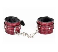 black/red Savage Love Faux Croc Leather Handcuffs