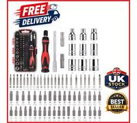 Black Red Silver Ratchet Screwdriver Set 73-Piece with Precision Bits Included