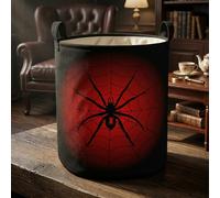 Black Red Spider Laundry Basket Foldable With Handles Tote Bag Waterproof Oxford Cloth Funny Laundry Hamper Clothes Storage Bucket Toy Organizer 43L For Bathroom/Laundry/Bedroom (Spider, 43L)