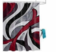 Black Red Twist Art Shower Curtain for Bathroom, Abstract Modern Waterproof Cloth Fabric Bathroom Accessories Set with 12 Rust Proof Plastic Hooks, 36” x 72”