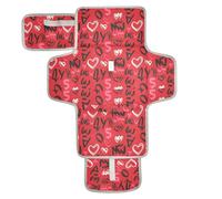 Black Red Valentine Hearts Reusable Waterproof pad with Tissue Pocket Travel Changing pad for Baby for Moms, Dads cambiador de pa?ales para Bebes