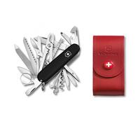 (black/red) Victorinox SWISS CHAMP Swiss army knife bundle pack - with free Victorinox pouch