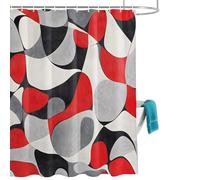 Black Red Visual Arts Shower Curtain for Bathroom, Modern Art Waterproof Cloth Fabric Bathroom Accessories Set with 12 Rust Proof Plastic Hooks, 72” x 84”
