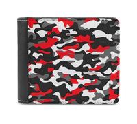 Black Red White Army Camouflage PU Leather Wallets Stylish Bifold Wallet Slim Front Pocket Credit Card Holder for Women Men
