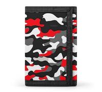Black Red White Army Camouflage Trifold Wallet Slim Wallets with ID Window Credit Card Pockets for Men Women