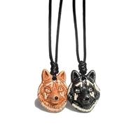Black & Red Wolf Head Necklaces - Spiritual Protection Amulets - Handcrafted Ceramic Totem Jewelry - Adjustable Choker Cords 14-28" - Waterproof Matching His Hers Wild Energy Gift - Good Luck Charms