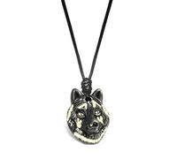 Black & Red Wolf Head Necklaces - Spiritual Protection Amulets - Handcrafted Ceramic Totem Jewelry - Adjustable Choker Cords 14-28" - Waterproof Matching His Hers Wild Energy Gift - Good Luck Charms