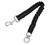 Black Reflective Bungee Dog Leash Extender for Medium Dogs | Elastic Rope Attachment, 360 Degree Swivel Clip, Built in Shock Reduction, Evening Walk Safety