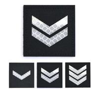 Black Reflective Rank Patch Insignia Sergeant Lance Corporal Badge Hook and Loop Patches Army Military MS EMT Chevron Sqaure 5 cm x 5cm (Corporal)