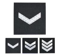 Black Reflective Rank Patch Insignia Sergeant Lance Corporal Badge Hook and Loop Patches Army Military MS EMT Chevron Sqaure 5 cm x 5cm (Lance Corporal)