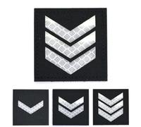 Black Reflective Rank Patch Insignia Sergeant Lance Corporal Badge Hook and Loop Patches Army Military MS EMT Chevron Sqaure 5 cm x 5cm (Sergeant)