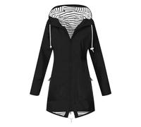 Black Regatta Waterproof Jackets for Women UK Lightweight Hooded Raincoat Ladies Rain Jacket Durable Windproof Sunscreen Jackets Water-Resistant Winter Coats Outdoor Rain Coats With Zip Pockets