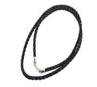 Black relieved silk cord and 42cm silver closure.
