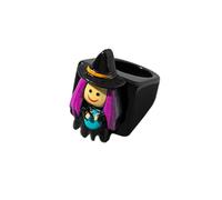 Black Resin Acrylic Chunky Rings for Women Man Unisex Trendy Halloween Knuckle Rings Stackable Jewelry Personality Ghost Pumpkin Bat Witch Evil Eyes Ring Dark Gothic Party Wide Thick Ring, 6 UK