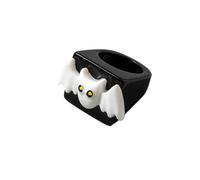 Black Resin Acrylic Chunky Rings for Women Man Unisex Trendy Halloween Knuckle Rings Stackable Jewelry Personality Ghost Pumpkin Bat Witch Evil Eyes Ring Dark Gothic Party Wide Thick Ring, 6 UK