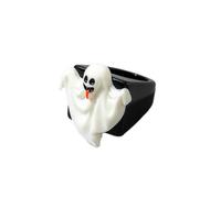 Black Resin Acrylic Chunky Rings for Women Man Unisex Trendy Halloween Knuckle Rings Stackable Jewelry Personality Ghost Pumpkin Bat Witch Evil Eyes Ring Dark Gothic Party Wide Thick Ring, 6 UK