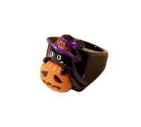 Black Resin Acrylic Chunky Rings for Women Man Unisex Trendy Halloween Knuckle Rings Stackable Jewelry Personality Ghost Pumpkin Bat Witch Evil Eyes Ring Dark Gothic Party Wide Thick Ring, 6 UK