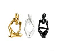 Black Resin Figurines Set Modern Entryway Decoration | 3-pack white abstract statues, elegant design, entryway accent, scratch resistant, easy clean