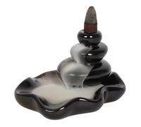 Ceramic Pebbles Backflow Incense Burner (Height) 10 cm - Black