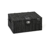 Black Resin Woven Basket With Lid & Lock