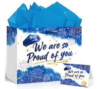 Black Retirement Gift Bag for Men Women Large Happy Retirement with Wrapping Paper Card Congrats Office Gift Bag for Police Coworker Farewell Going Away Party Decorations Supplies (Watercolor)