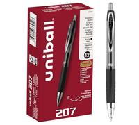 Black Retractable Gel Pens 12 Pack with Medium Points, Uni-Ball 207 Signo Click Pens are Fraud Proof and the Best Office Pens, Nursing Pens, Business Pens, School Pens, and Bible Pens