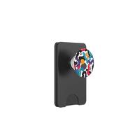Black Retro 80s 90s Abstract Beat Pattern PopSockets PopWallet for MagSafe