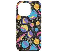 Black Retro 80s 90s Cosmic Shape Flow Pattern Case for iPhone 13 Pro