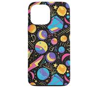 Black Retro 80s 90s Cosmic Shape Flow Pattern Case for iPhone 13 Pro Max