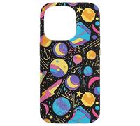 Black Retro 80s 90s Cosmic Shape Flow Pattern Case for iPhone 14 Pro
