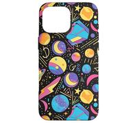 Black Retro 80s 90s Cosmic Shape Flow Pattern Case for iPhone 16 Pro Max