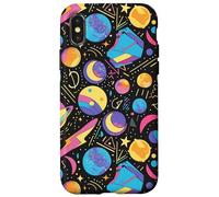 Black Retro 80s 90s Cosmic Shape Flow Pattern Case for iPhone X/XS