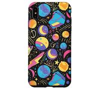 Black Retro 80s 90s Cosmic Shape Flow Pattern Case for iPhone XS Max
