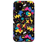 Black Retro 80s 90s Star Pop Art Chaos Pattern Graphic Case for iPhone 11
