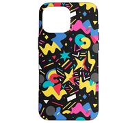 Black Retro 80s 90s Star Pop Art Chaos Pattern Graphic Case for iPhone 16 Pro Max