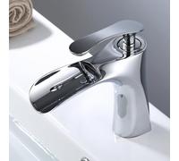 Black Retro Bathroom Sink Faucet Waterfall Design Single Handle Mixer Tap for Hot & Cold Water Stylish Basin Mixer for Modern Bathrooms,Chrom-Niedrig
