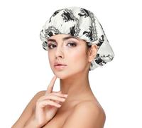 Black Retro Train Print Satin Silk Bonnet for Sleeping Women, Adjustable Double Layer Satin Hair Bonnet Night Sleep Cap for Curly Hair